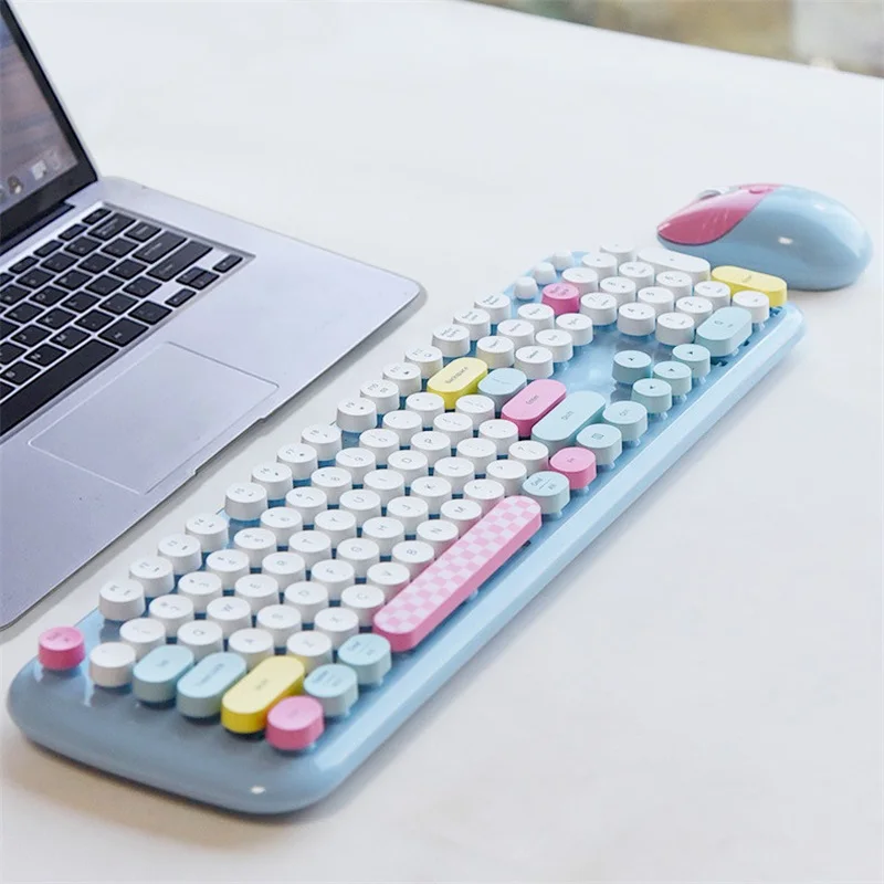 Kawaii 2.4G Wireless Keyboard And Mouse Combo Silent Cute Girl Gamer Keypad Gaming Keyboard For Laptop PC Computer Desktop Gift