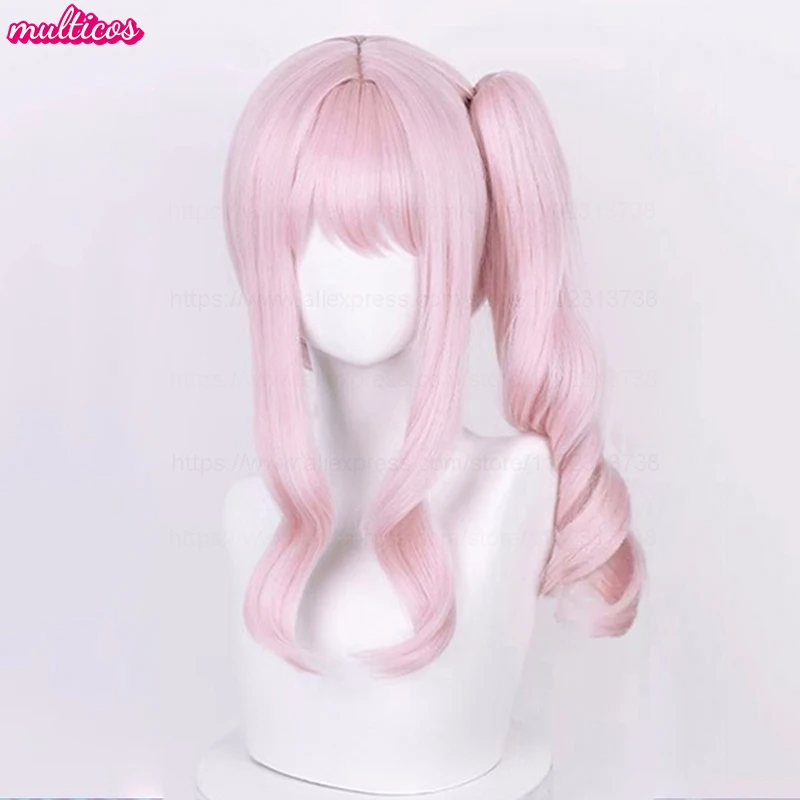 Hochwertige Anime Akiyama Mizuki Cosplay-Perücke, 45 cm lang, hellrosa, lockig, hitzebeständiges Kunsthaar, Halloween-Party-Perücken – Detail 2
