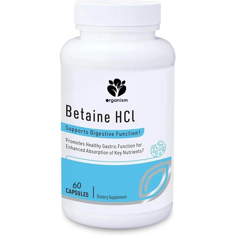 

Betaine HCl 648mg - Hypoallergenic Betaine Supplement - Gluten free, Corn free (60 capsules)