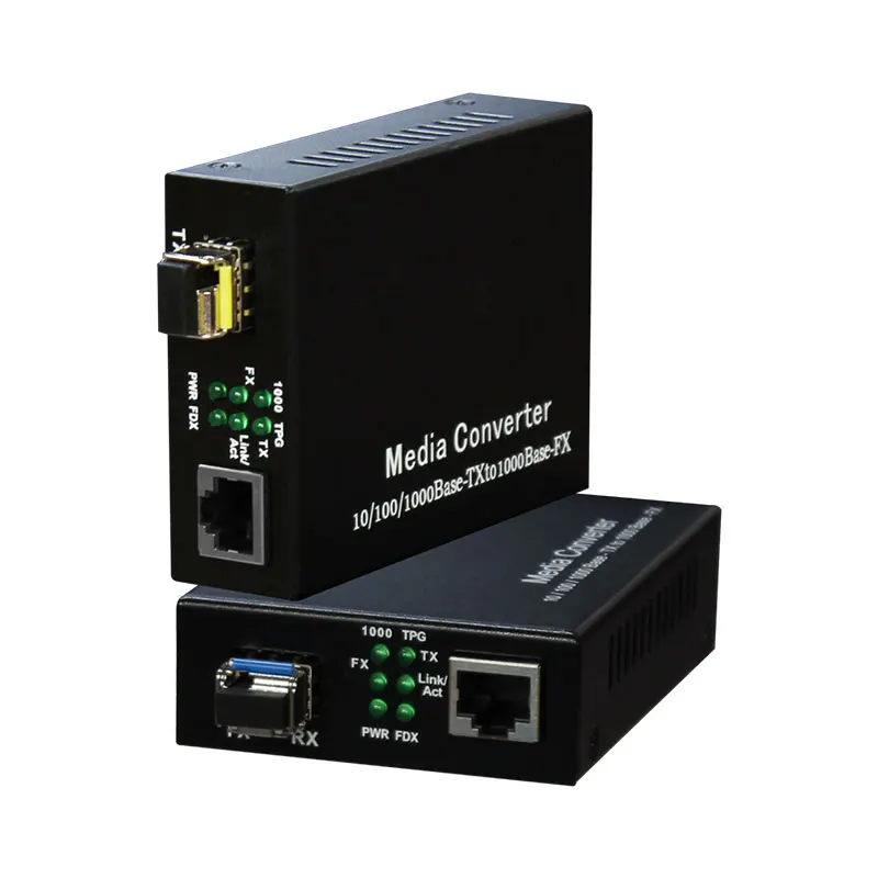 Conversor de fibra óptica de porta AMS-LC701 LC para suporte de exibição LED Extensor de fibra dupla de modo único