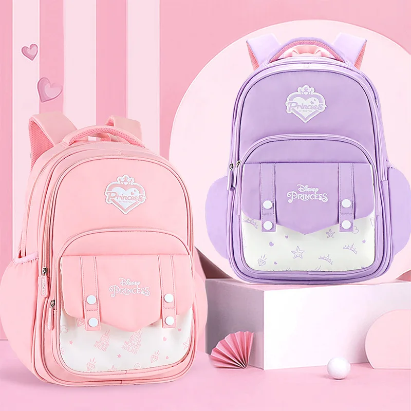 Disney Princess Girls School Bag Middle Primary Student Shoulder Orthopedic Backpack Large Capacity Kids Gifts Mochilas Escolare