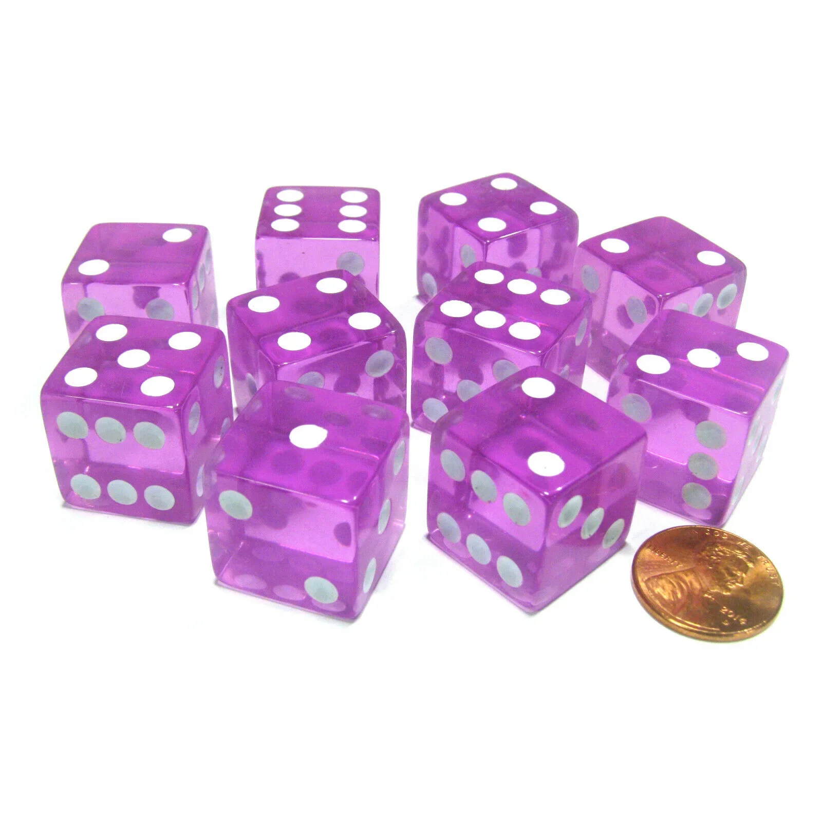 10pcs/set Transparent Purple Dice Right Angle Dice Board Game Accessories 19mm