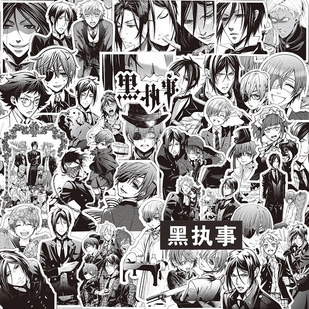 

10/30/75Pcs Cool Japan Anime Black Butler Stickers Pack Black White Cartoon Manga Classic Sticker Toy for Phone Stationery Diary