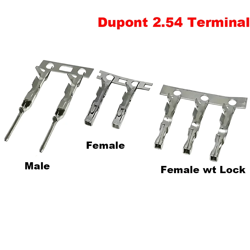 1000Pcs/Lot MX2.54mm Dupont Male Female Crimp Terminals With Lock Spring Contacts Wire Crimp Pins Wiring Connector