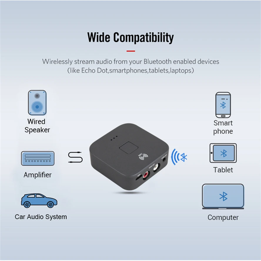 Bluetooth 5.0 RCA Audio Receiver AptX Le 3.5mm AUX Jack Music Wireless Bluetooth Adapter With NFC for Car TV Computer Speakers