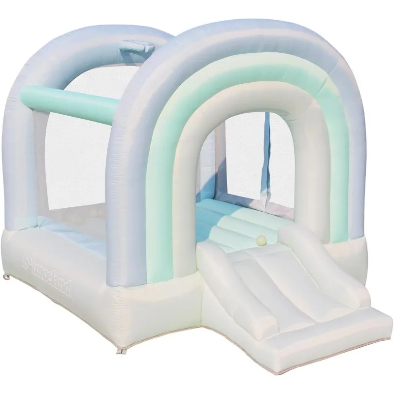 Bounce House, Pastel Bouncer with Slide, 8.9 ft L x 7.2 ft W x 6.7 ft H