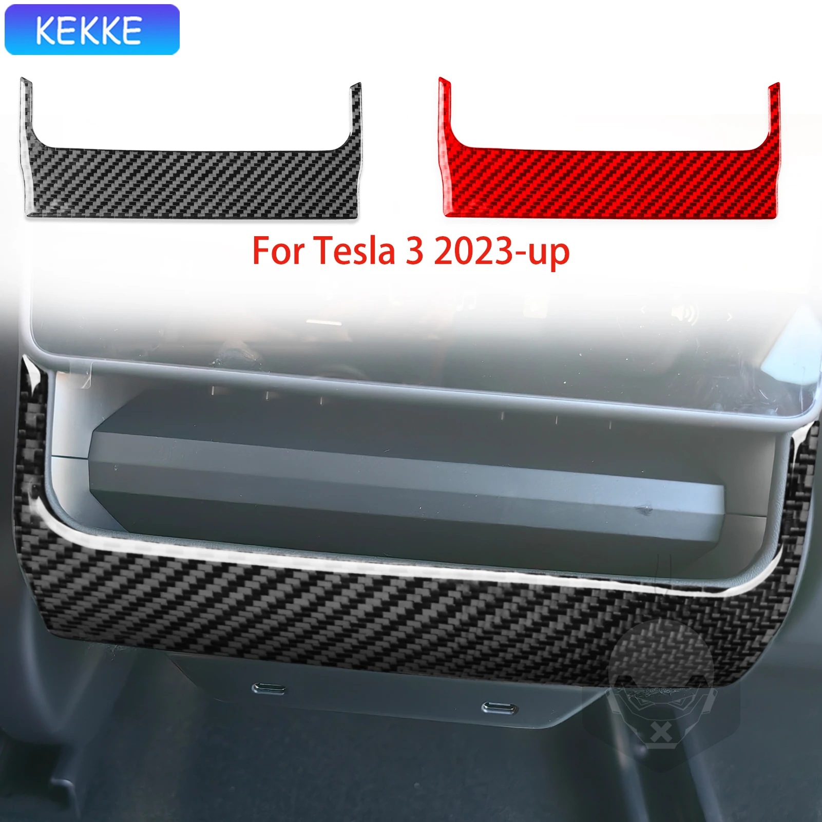 

For Tesla 3 2023-up Rear exhaust vent Soft Carbon Fiber Decorative Car Interior Accessories Stickers