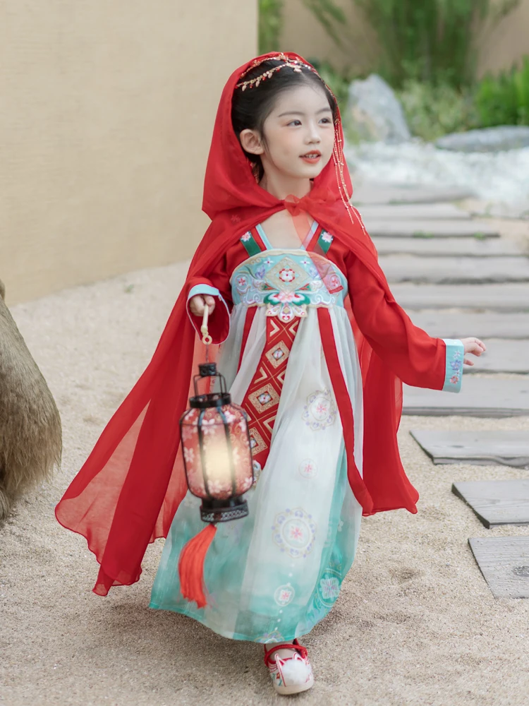 

Китайский костюм Хань для девочек Zhaojun, весеннее платье супер феи в древнем стиле, плащ на груди