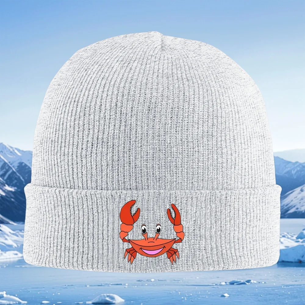 يبتسم السلطعون مع مخالب كبيرة محبوك قبعة الرجال النساء للجنسين قبعة صغيرة البلوز قبعة الشتاء الحرارية الدافئة عيد الميلاد في الهواء الطلق ركوب الدراجات Hik #3