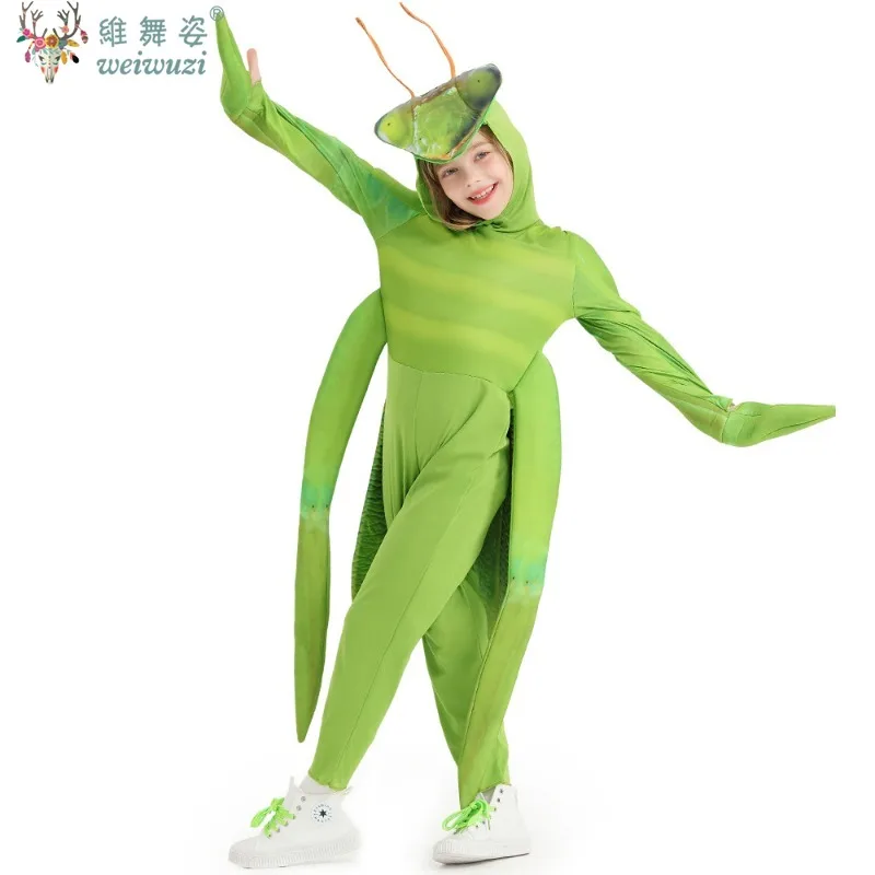 

Halloween Amusement Park Cosplay Costume for Kids Green Mantis Kids Costume Jumpsuit Stage Performance Halloween Clothes Fancy