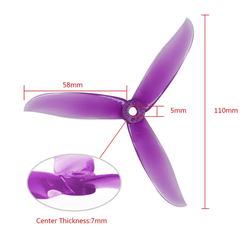 12 pares DALPROP CYCLONE T5047C hélice de tres aspas de 3 aspas Compatible con sistema POPO hélice para Dron de carreras con visión en primera persona