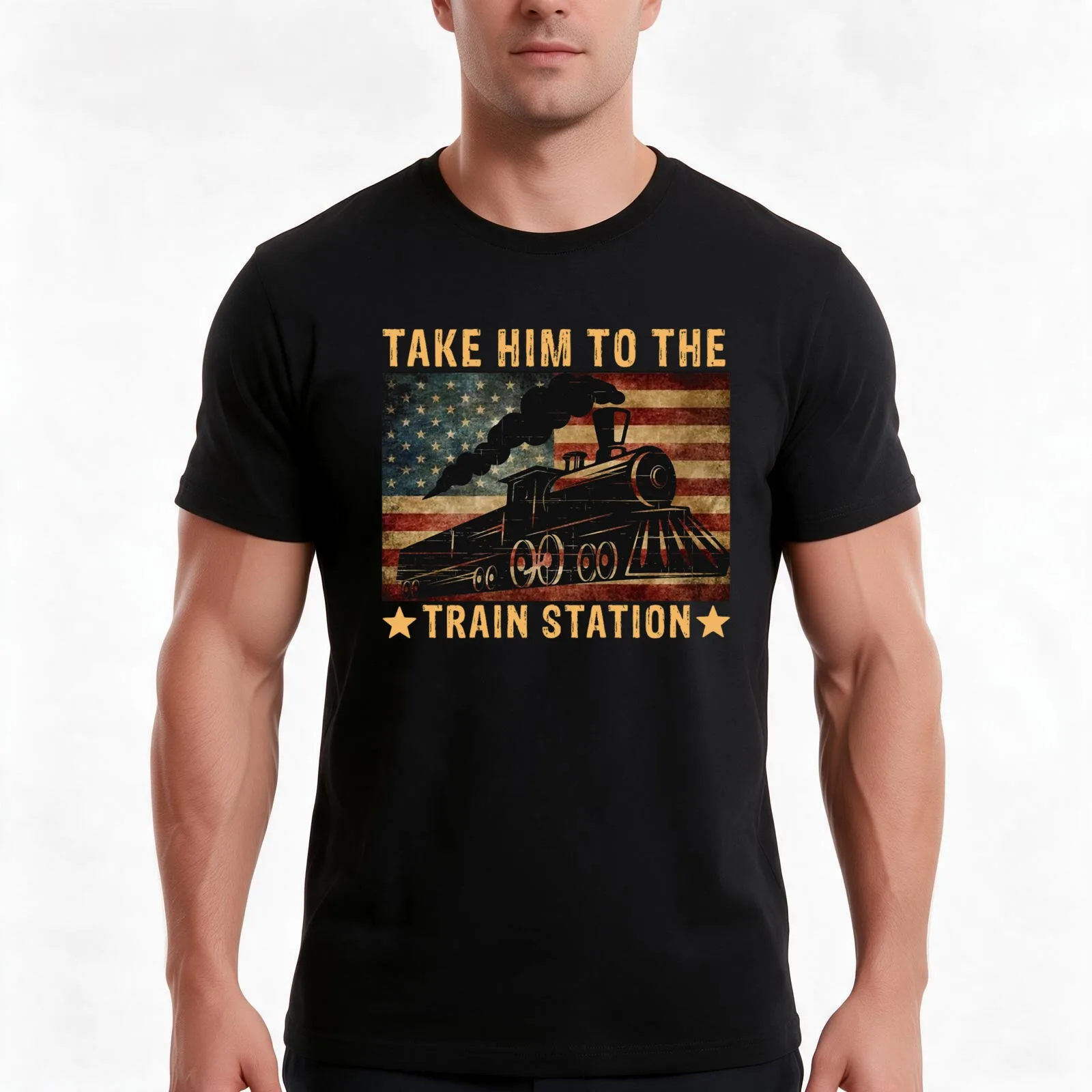 Retro Style Take Him To The Train Station Funny Vintage - Funny Dutton Yellowstone T-Shirt, Summer Casual Cotton Tee