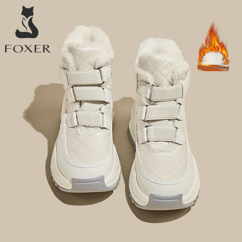 FOXER 2025 hiver femmes bottes de neige en cuir de vachette nouvelles dames plate-forme chaussures garder au chaud bottes décontracté doublé polaire pour voyage