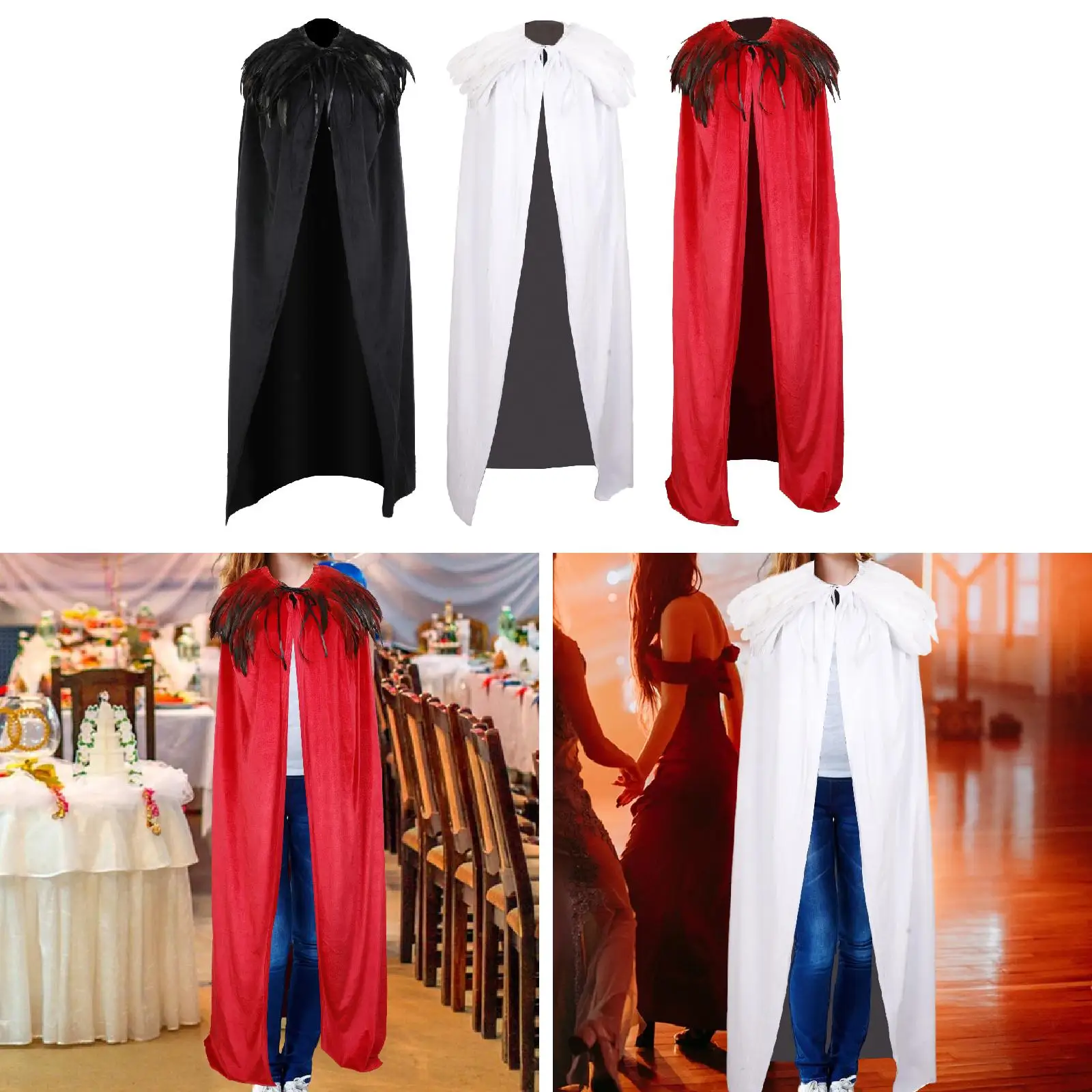 Velvet Cloak Soft Long Feather Cape for Easter Party Festival Role Play Dress up