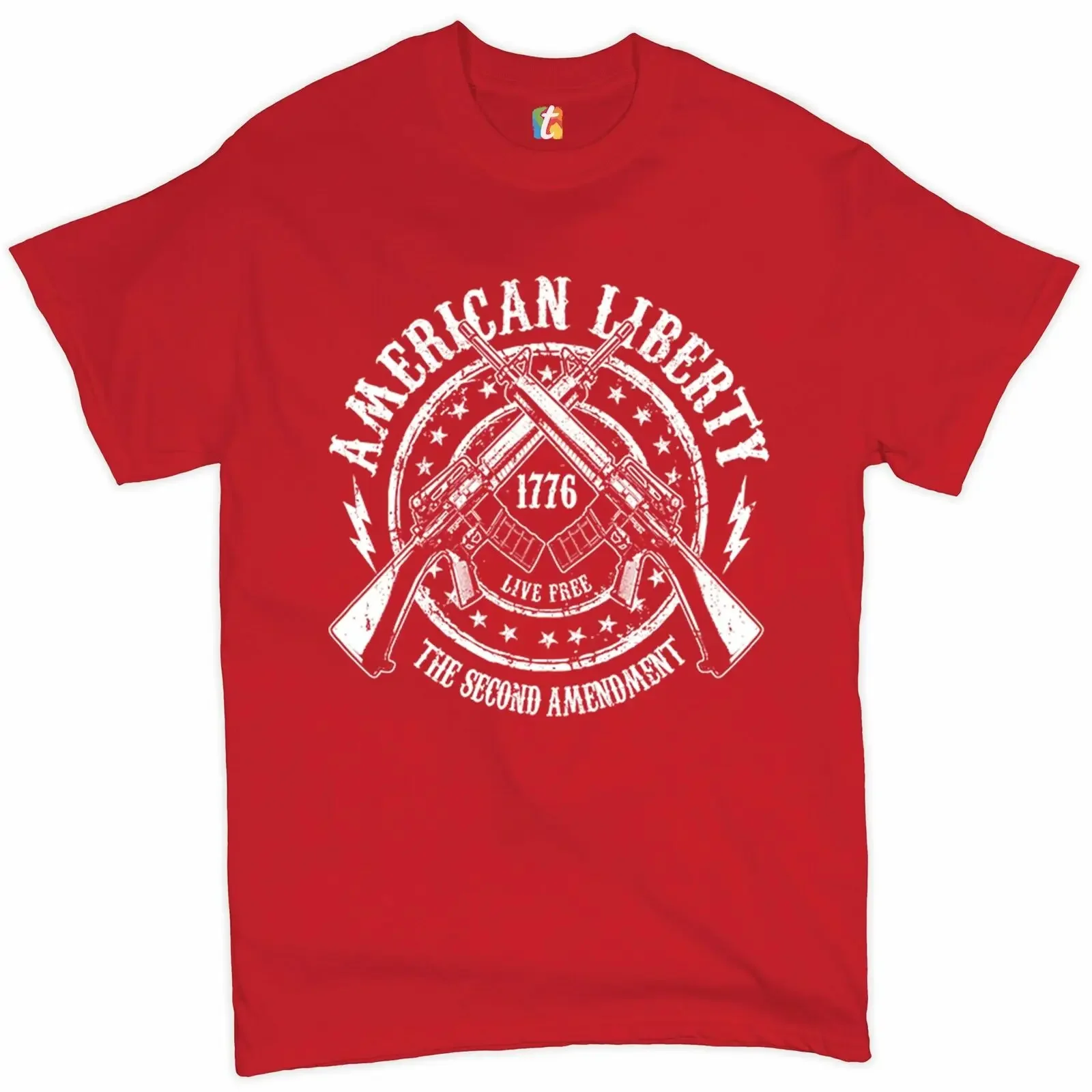 American Liberty Live Free. The 2nd Amendment 1776 T-Shirt 100% Cotton O-Neck Summer Short Sleeve Casual Mens T-shirt Size S-3XL
