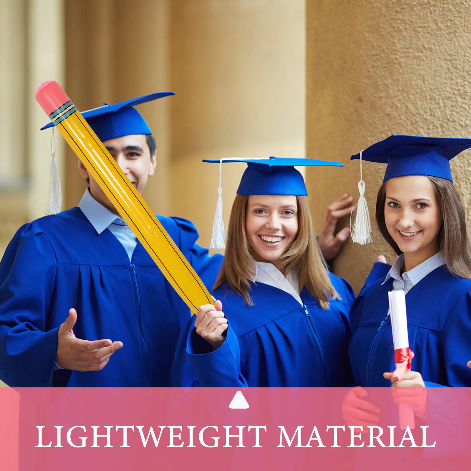 

2Pcs Big Inflatable Pencil Balloons Unique Design Graduation Party Props Lightweight Portable Reusable Decor Big Pencil Toy