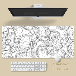 Alfombrilla de ratón grande para Gaming, alfombrilla de goma para teclado de 39,3x19,6 pulgadas, color blanco y negro