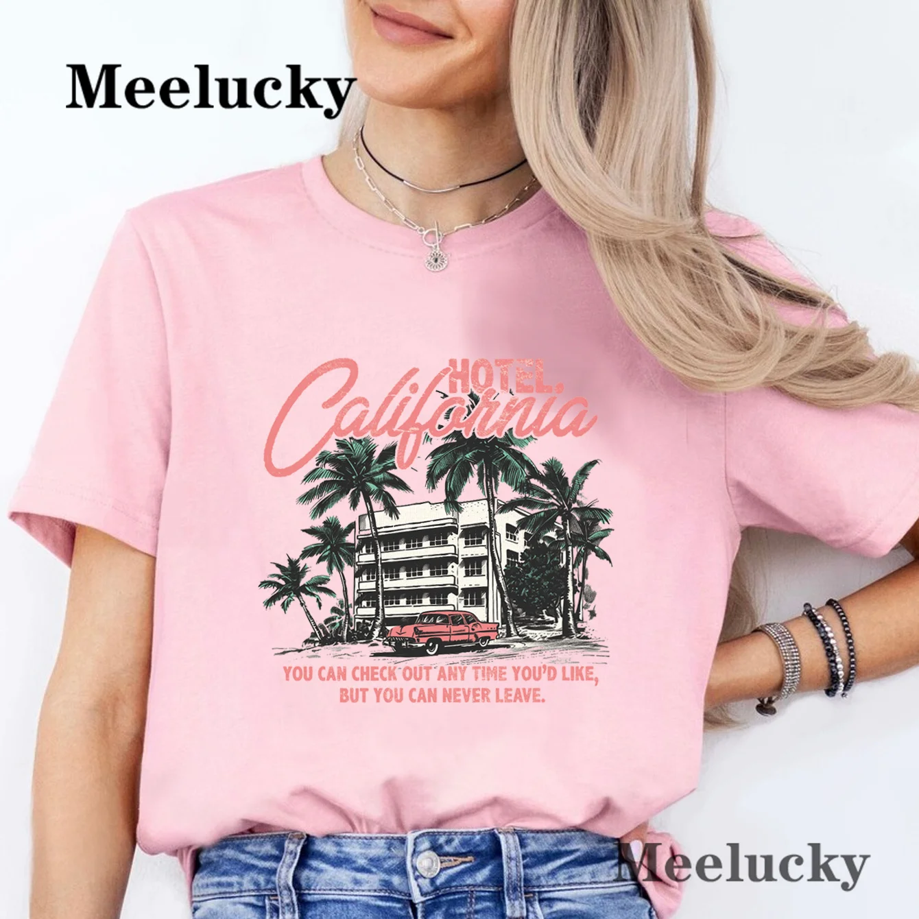 Hotel California Print Short Sleeve Women Soft Cotton Loose Basic Tshirt Casual Fashion Top Novelty Harajuku Tee Shirt