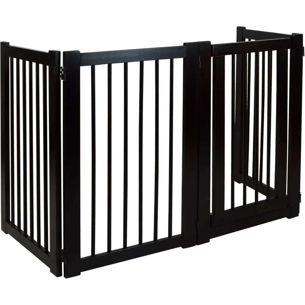 

Freestanding Wooden Pet Gate with Access Door