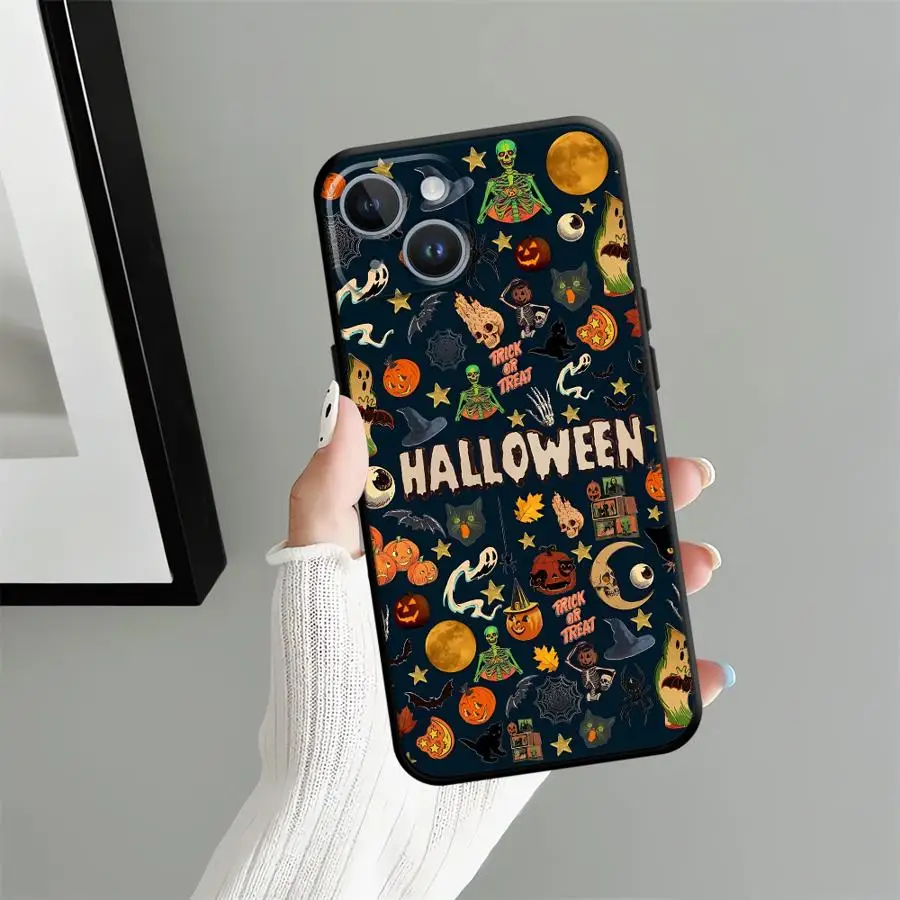 حافظة لهاتف آيفون 12 14 SE 7 8 17Air 15 Plus 17 16 Pro Max 11 13 Mini X XS XR غطاء هاتف خلفي ناعم أشباح الهالوين الرائعة #1