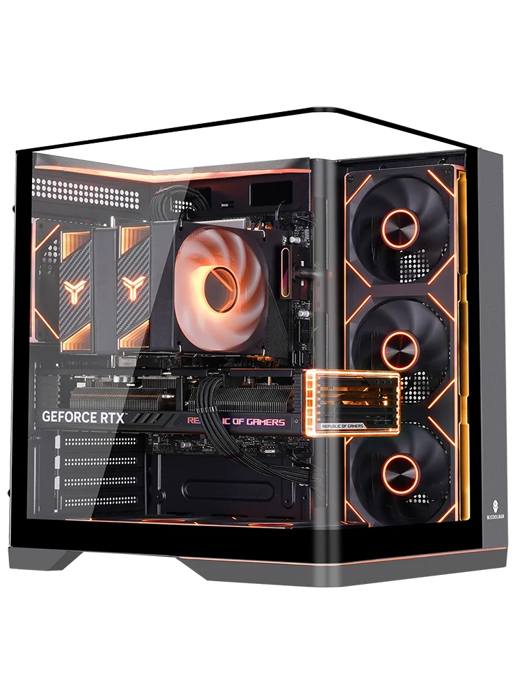 WJCOOLMAN WENJIE ATX Integrated Curved Glass Sea View Computer Case with Three-Sided Side Glazing / ARGB Light Strip