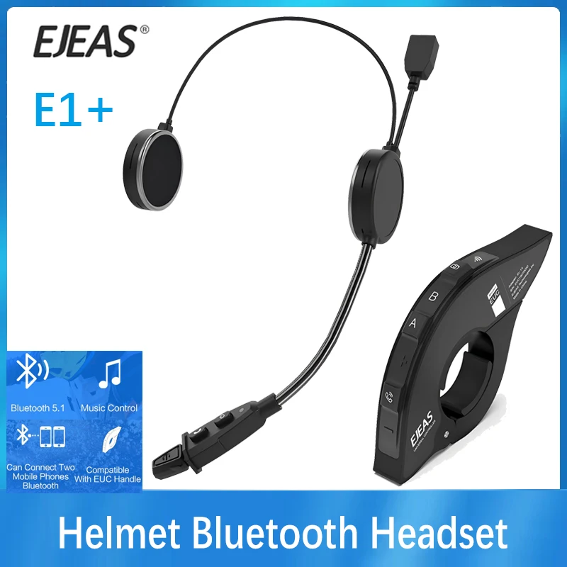 

EJEAS E1+ Bluetooth Motorcycle Helmet Wireless Headset Music Control Long-Lasting Baftery Life