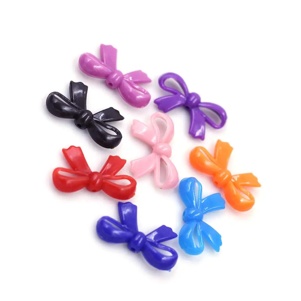 

100PCS Mixed Multicolor Acrylic Bowknot Charm Beads 30x18mm DIY Handicrafts Jewelry Decoration Accessories Handmade Supplies
