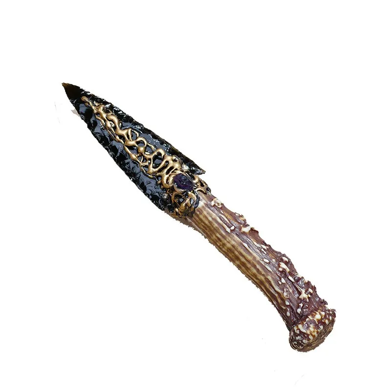 Natural obsidian ornament hand-carved crystal handicraft props