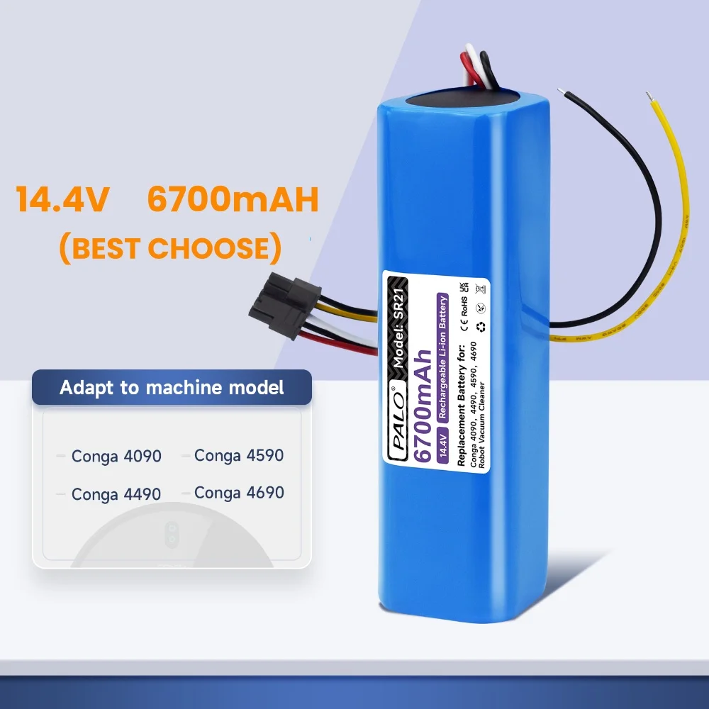 

PALO SR21 14.4V Sweeper Robotic Battery 6700mAH Li-ion Rechargeable Battery For Conga 4090 4490 4590 4690 Robot Vacuum Cleaner