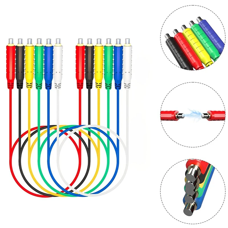 6Pcs Magnetic Test Leads Silicone Flexible Jumper Test Wire Soft Sensors Switches Test Lead For Testing 30V AC/5A 20AWG