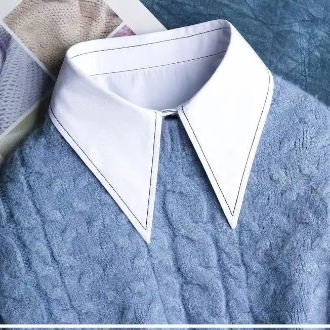 

Wide Lapel Shirt Fake Collar For Shirt Collars Solid Shirt Lapel Blouse Top Men Women Black White Girls Top Clothes