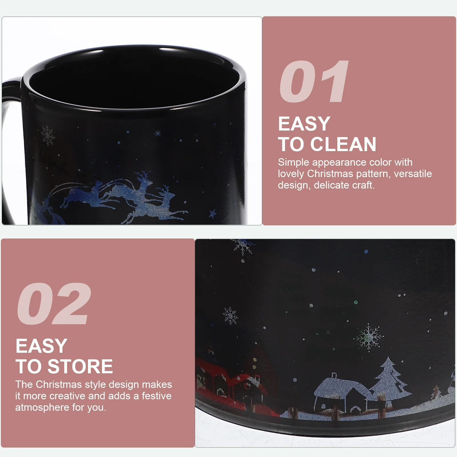 

Heat Color Changing Christmas Mug Ceramic Creative Coffee Tea Milk Cup Festive Decor Gift Discoloration Christmas Mugs