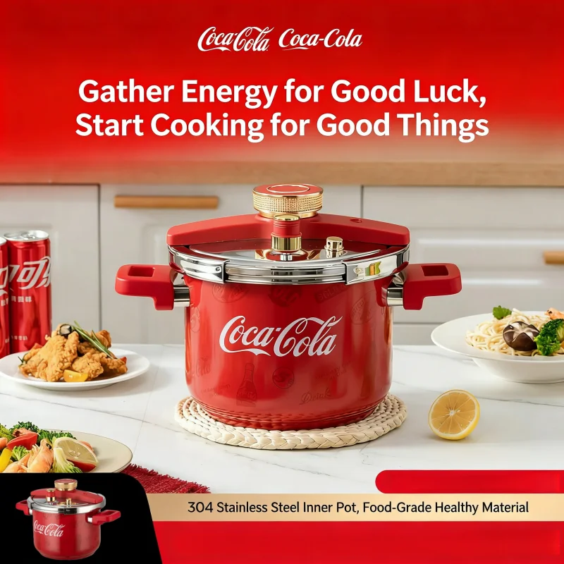 Olla a Presión Coke de 6L, Olla para Guisos de Acero Inoxidable, Conveniente y Rápida para Cocinar Sopas, Compatible con Cocinas de Inducción y Estufas de Gas