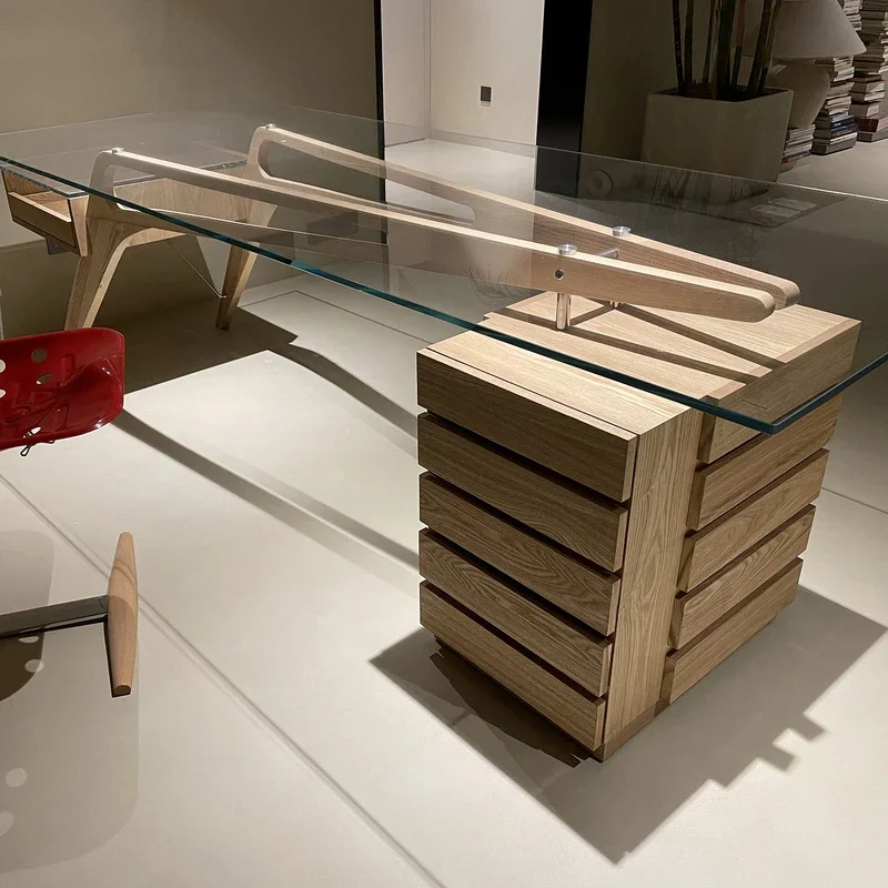Nordic simple fashion solid wood shape desk personalized designer office desk high-end creative desk industrial style