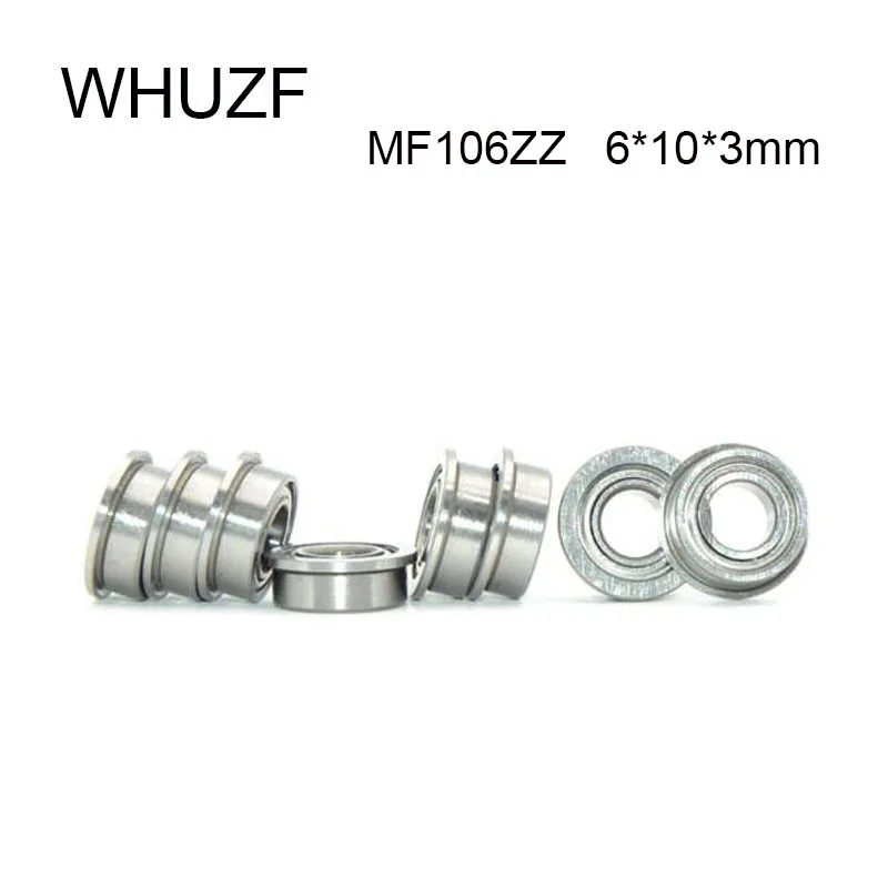 MF106ZZ Flange Bearing 6x10x3 mm 20/50/100PCS ABEC-3 Miniature Flanged MF106 Z ZZ Ball Bearings WHUZF