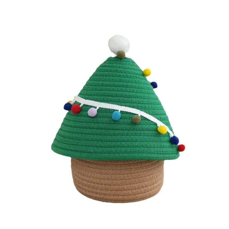 Immagine 7: Nome personalizzato per il nuovo stile 2024 Cestino portaoggetti per caramelle natalizie realizzato con decorazioni tessute fatte a mano con coperchio Ornamento per albero di Natale