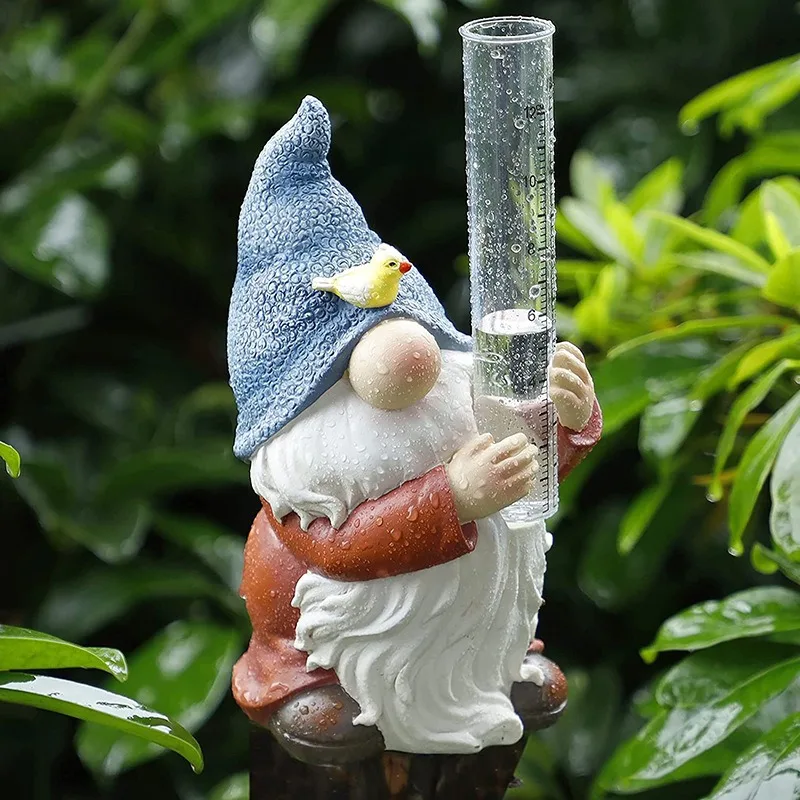 

New Mini Test Tube Rain Gauge Garden Gnome Elf Decor Resin Ornament Whimsical Yard Art Fairy Figurine Unique Outdoor Decor Craft
