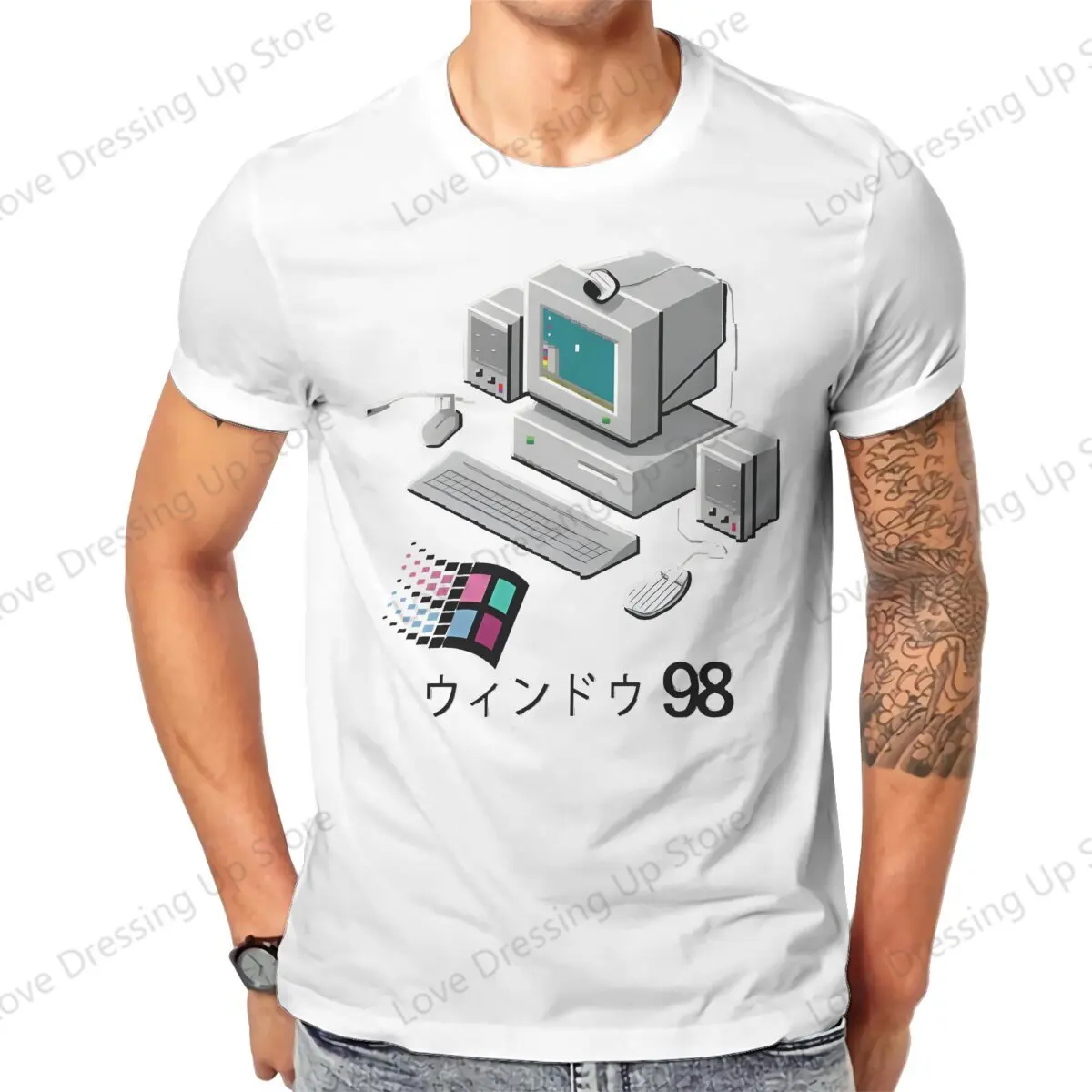 Windows 95 Computer System Accessories Vaporwave Retro T Shirt Graphic Men Tees Summer Clothing COTTON Crewneck TShirt