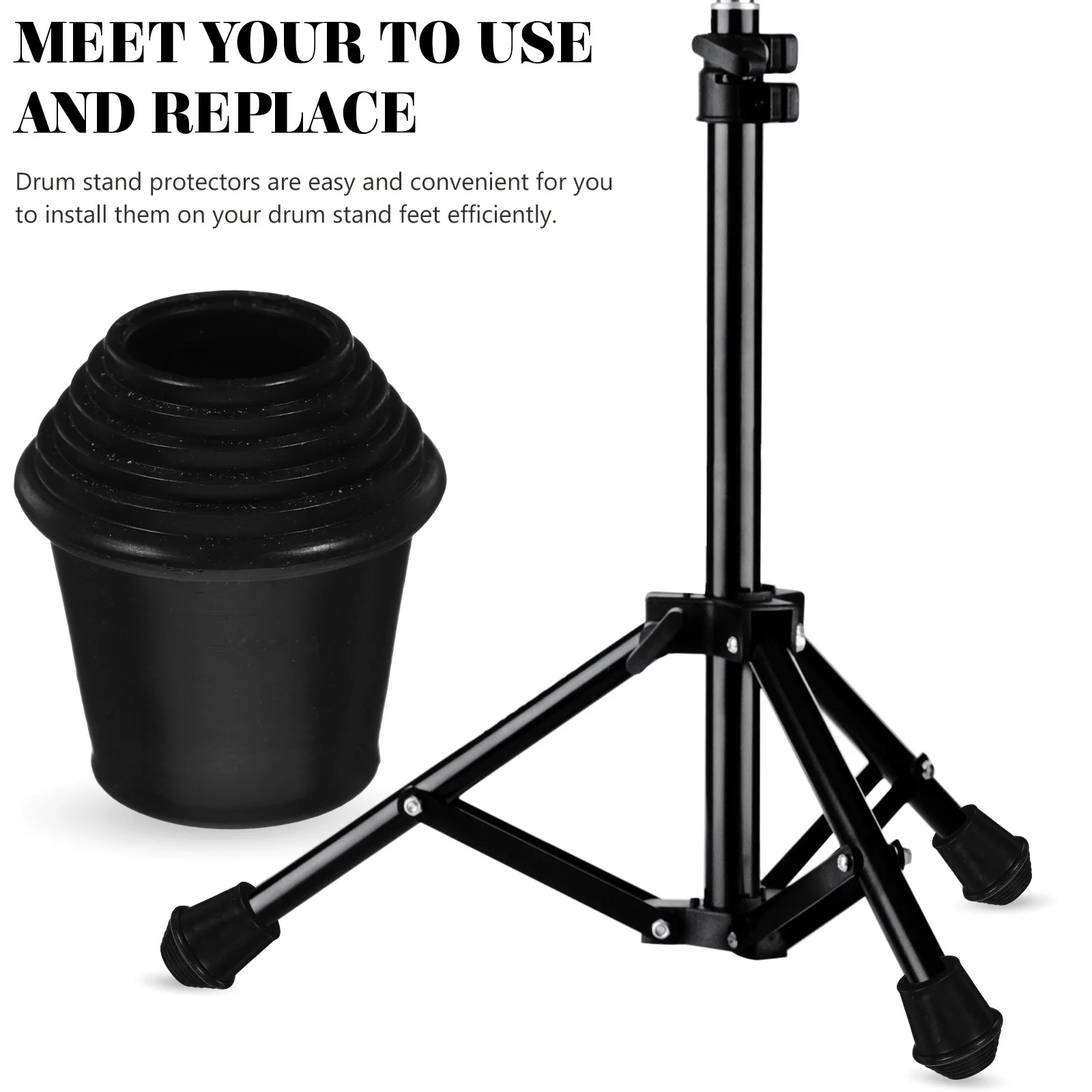

3Pcs Drum Stand Foot Pads Rubber Feet Replacement for Snare Rack Legs Percussion Instrument Stability Protection Drum