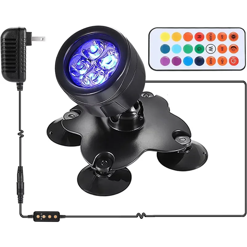 Solar Colorful Spotlights for Diving Lights Waterproof Lamps with Remote Control RGB Aquarium Lights for Underwater Courtyard