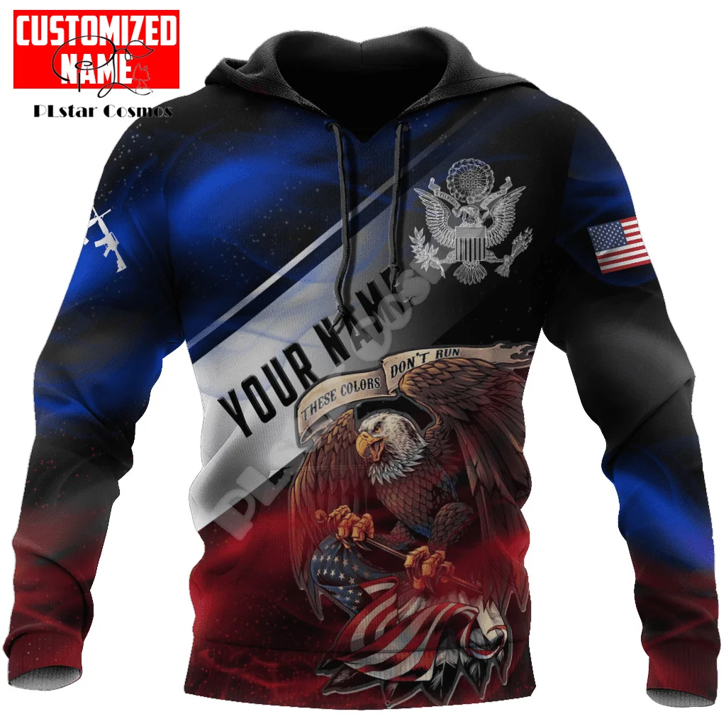 Custom Name Army Military Veteran Soldier Camo Eagle Long Sleeves Tracksuit 3DPrint Pullover Streetwear Casual Jacket Hoodies 15