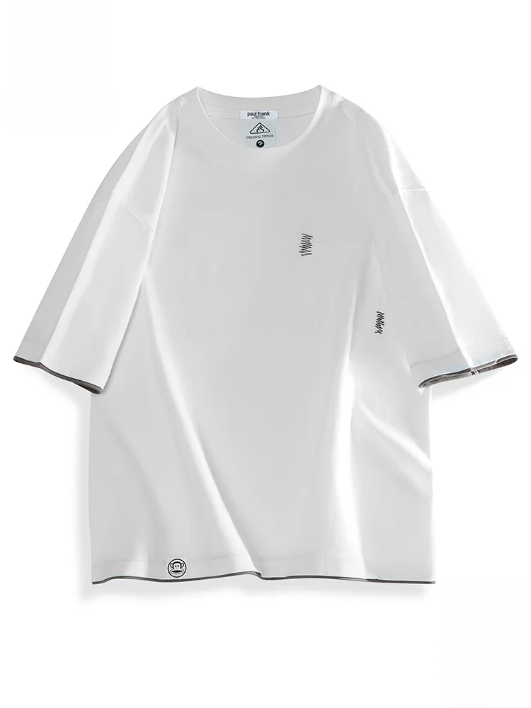 

PaulFrank Monkey Embroidered ort Sve T-irt Men's Summer New American Sle Base Layer irt Breathable Lightweight Cot...