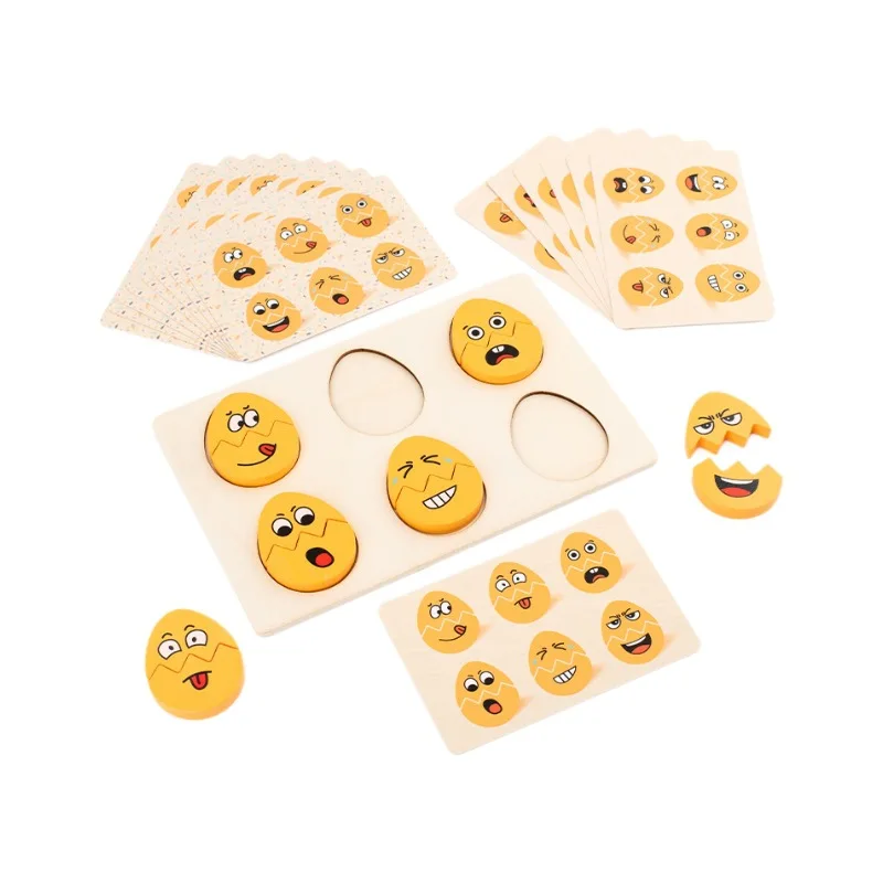 Planche assortie d'expression en bois pour enfants, jeux interactifs d'entraînement de mise au point pour bébé, jouets Puzzle pour enfants
