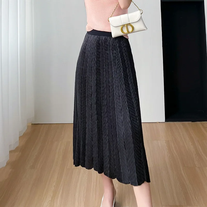 Miyake Style Comfortable and Casual Loose plus Size Waist Trimming Pleated Skirt for Women 2023 Summer New Design Elegant Skirt