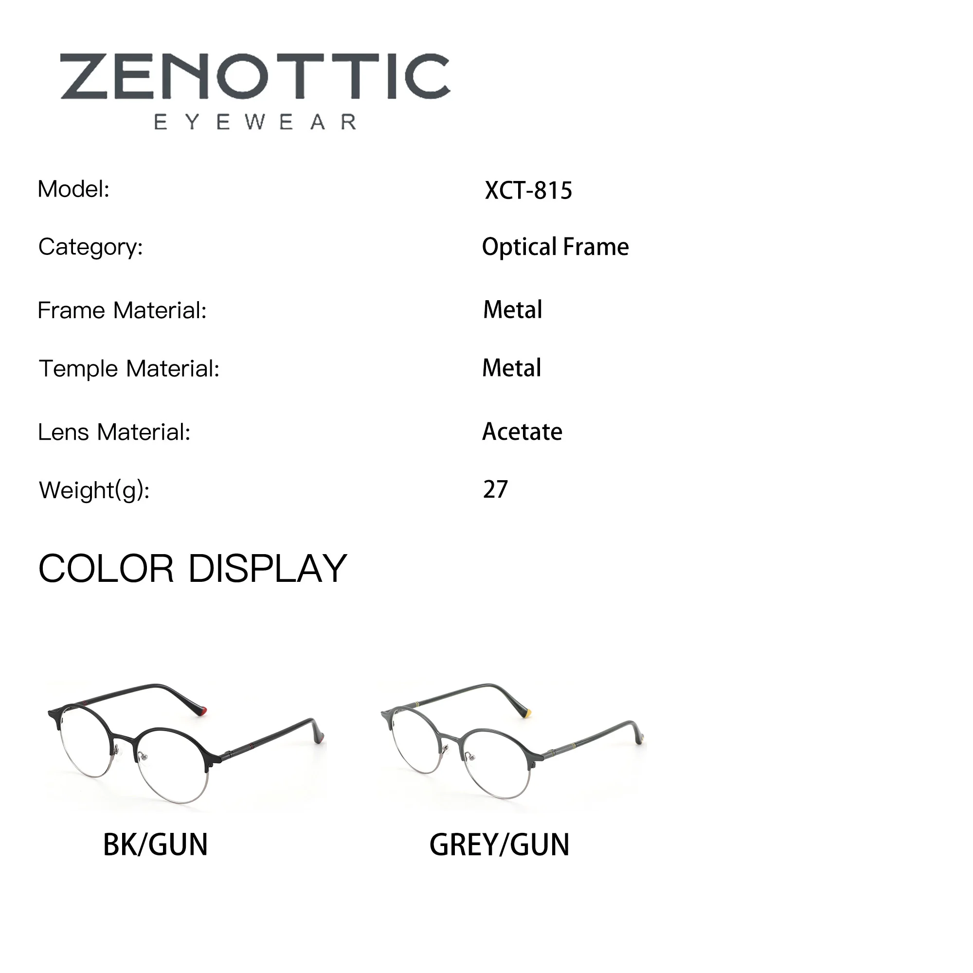ZENOTTIC M Size Round Prescription Glasses Men Women Metal Anti Blue Light Progressive Myopia Optical Correction Eyeglasses