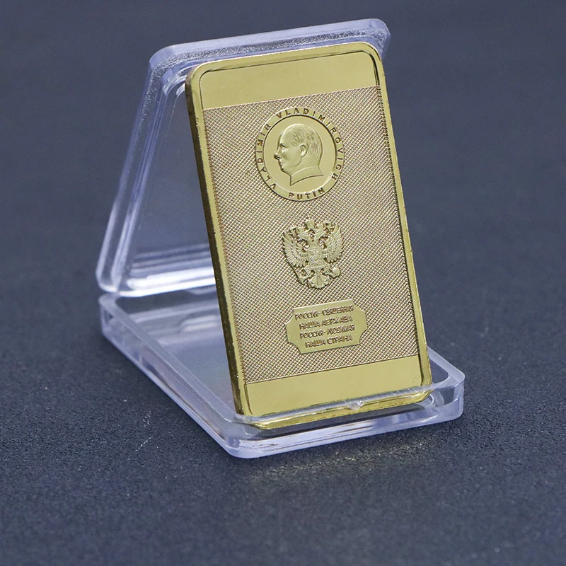 Russia President Vladimir Putin And Kremlin 24K Gold Bullion Bar Commemorative Medallion Coins Badges Collection