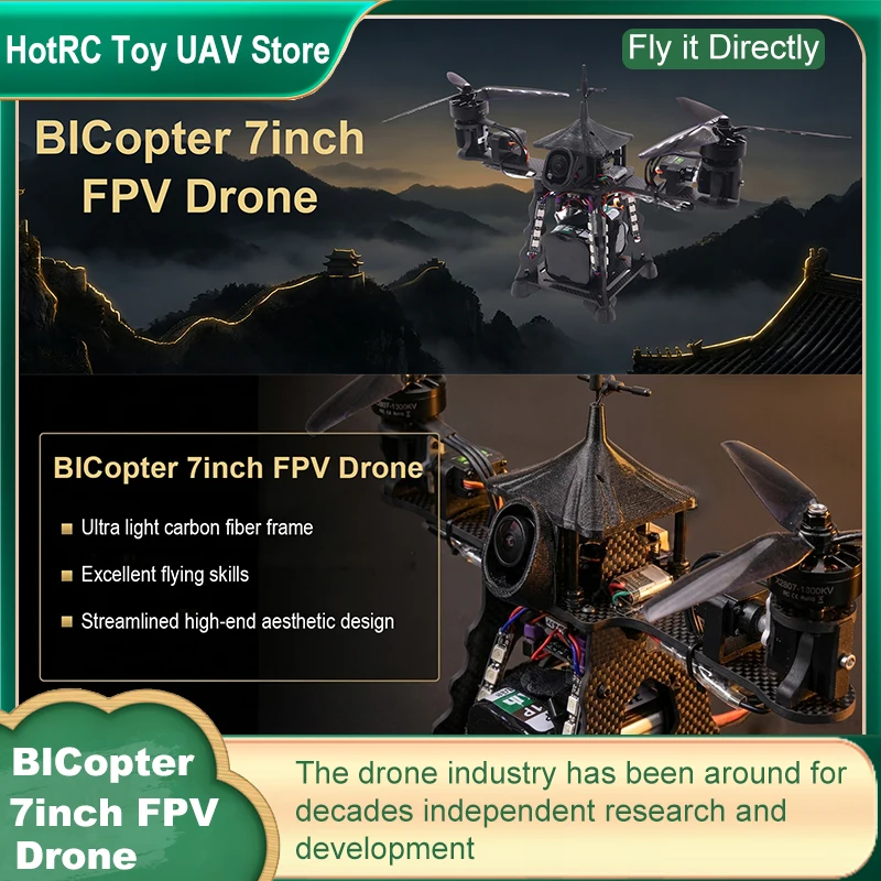

BICopter 7inch FPV Drone Frame Kit Carbon Fiber Racing Quadcopter Freestyle INAV Beatflight F405 F722 Ardupilot Flight Control