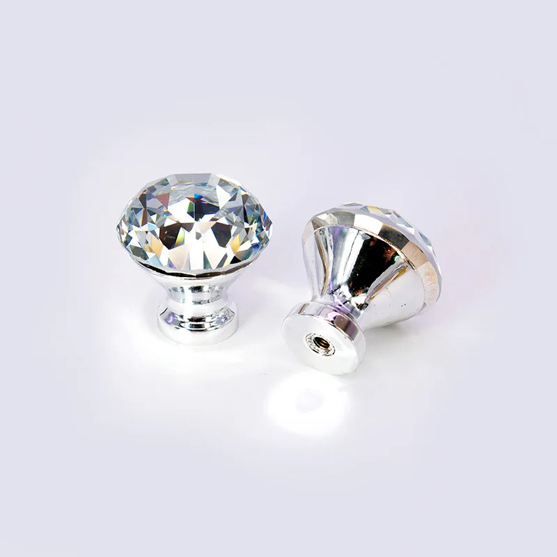 Fashionable furniture - American minimalist cabinet handles Crystal single-hole drawer diamond gold pull handles