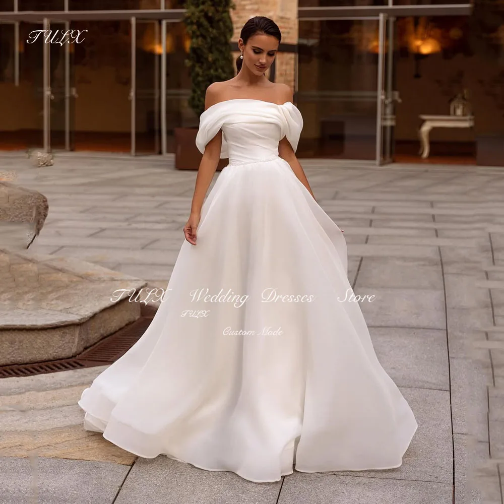 

TULX Elegant Organza Wedding Dresses Off Shoulder A line Pleated Women Long Bridal Gowns Robe De Mariée Vestidos Customized 2025