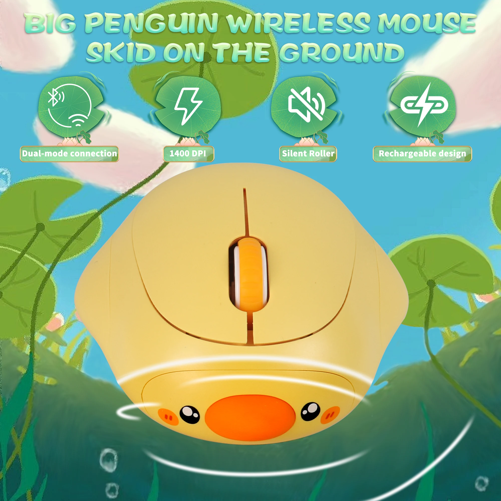 Yellow Duck Wireless Mouse 2.4G Bluetooth Dual Mode Connection Rechargeable Slient Office Gaming Computer Mice For Laptop PC
